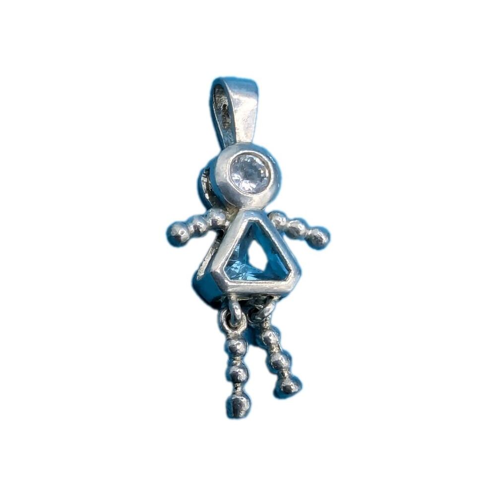 Sterling Silver 925 Girl Child Blue Gemstone Birthstone Pendant